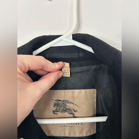Burberry Black Trench Coat Wool Cashmere Size 10 - Picture 10 of 16